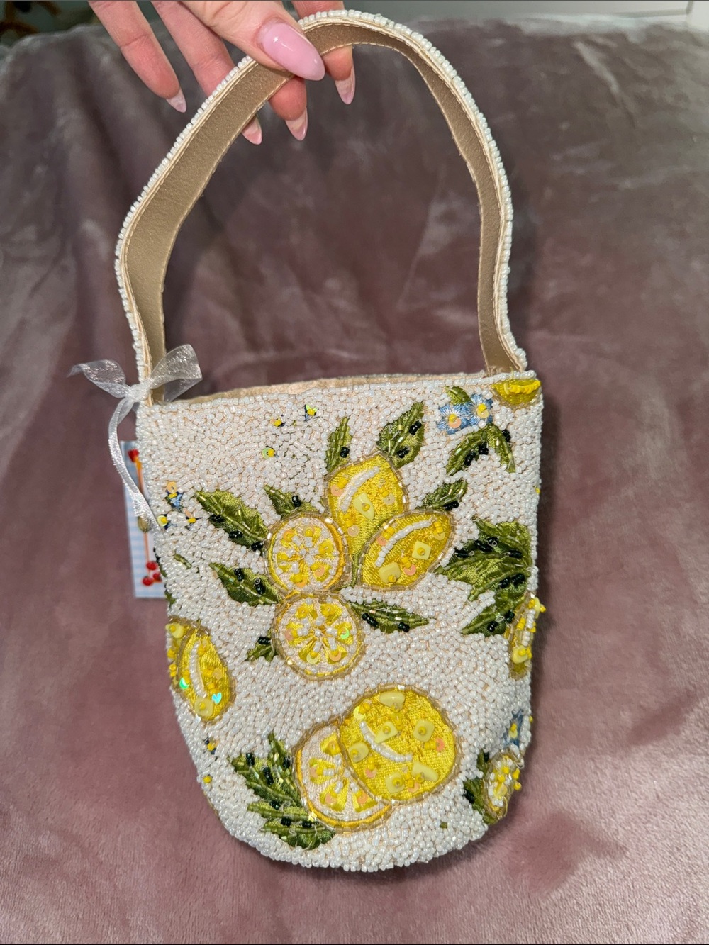 Bucket beaded bag lemons - Picture 3 of 7